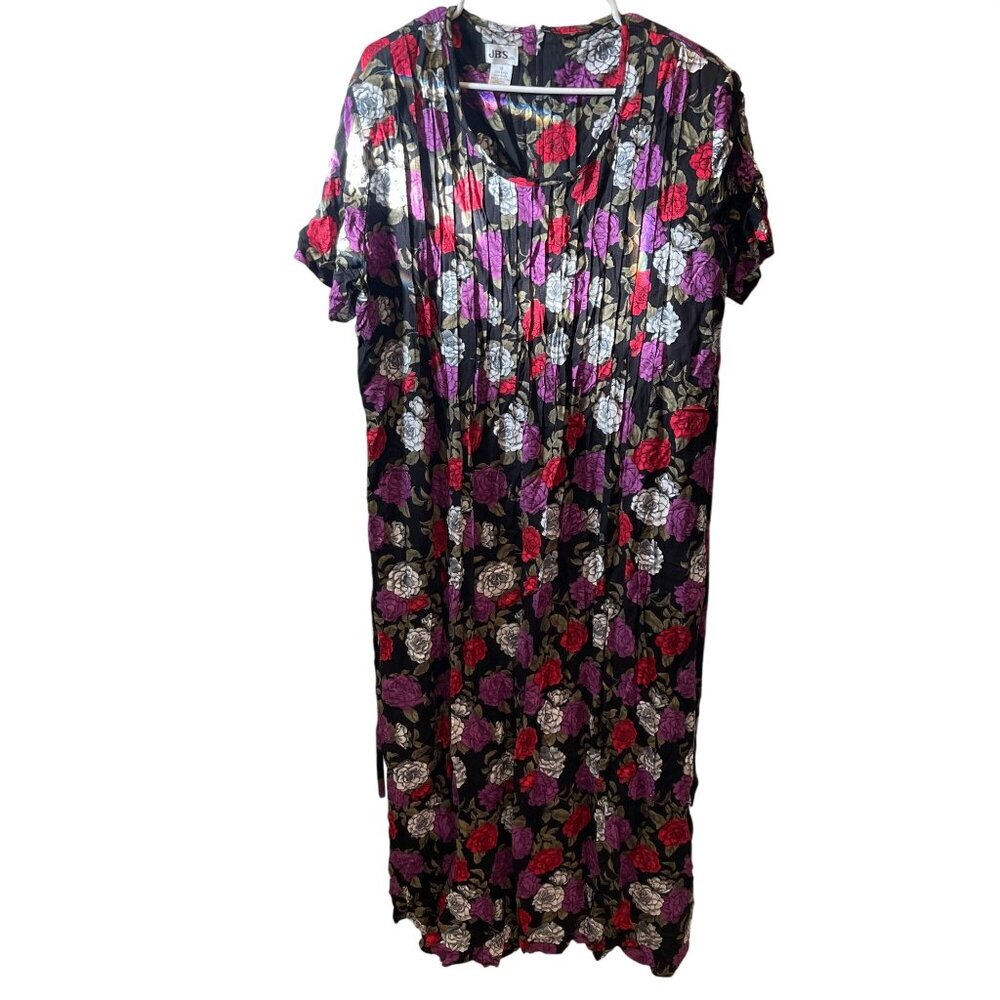 Vintage JBS Ltd Floral Pleated‎ Midi Dress Size 18